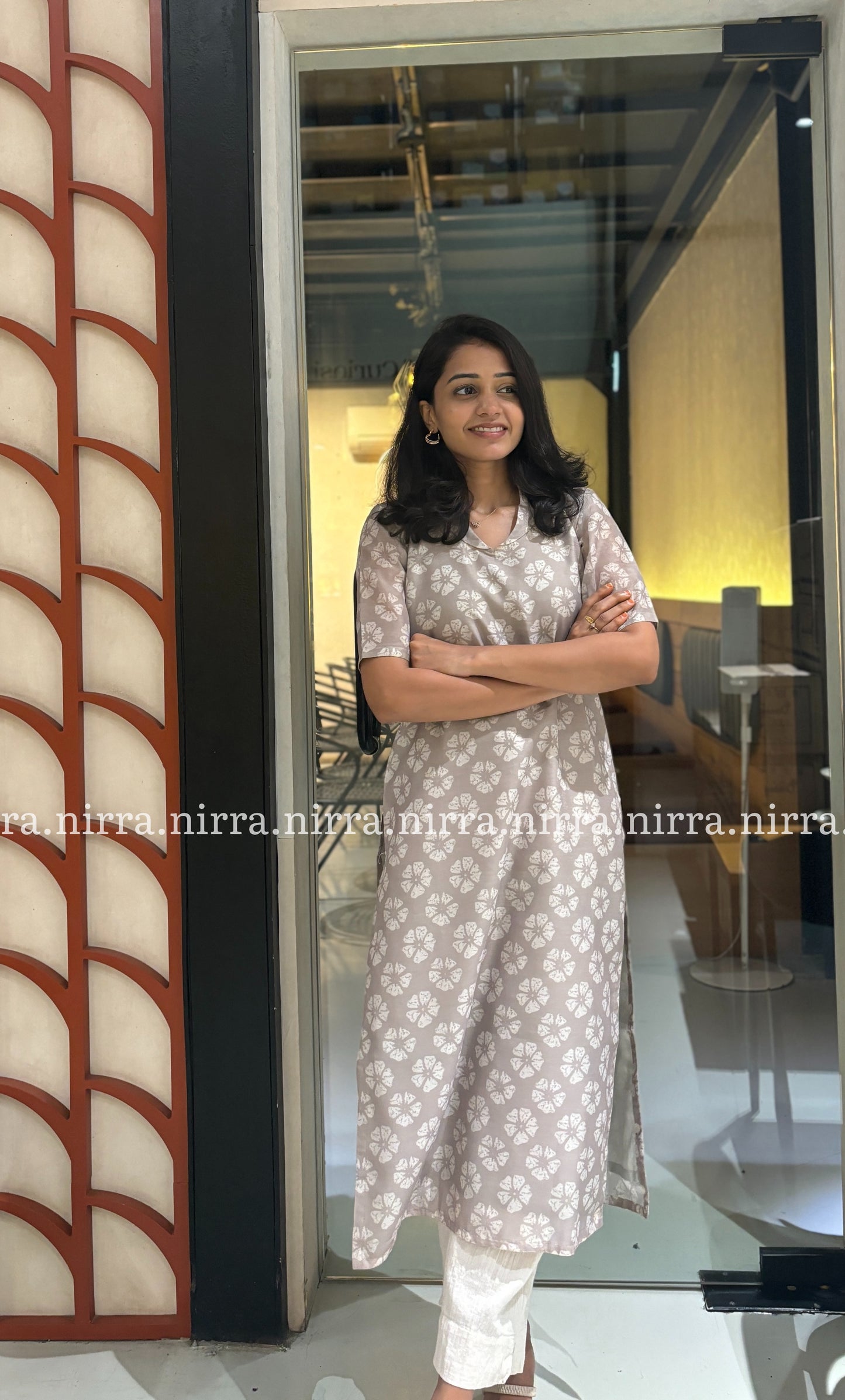 Grey chanderi kurti