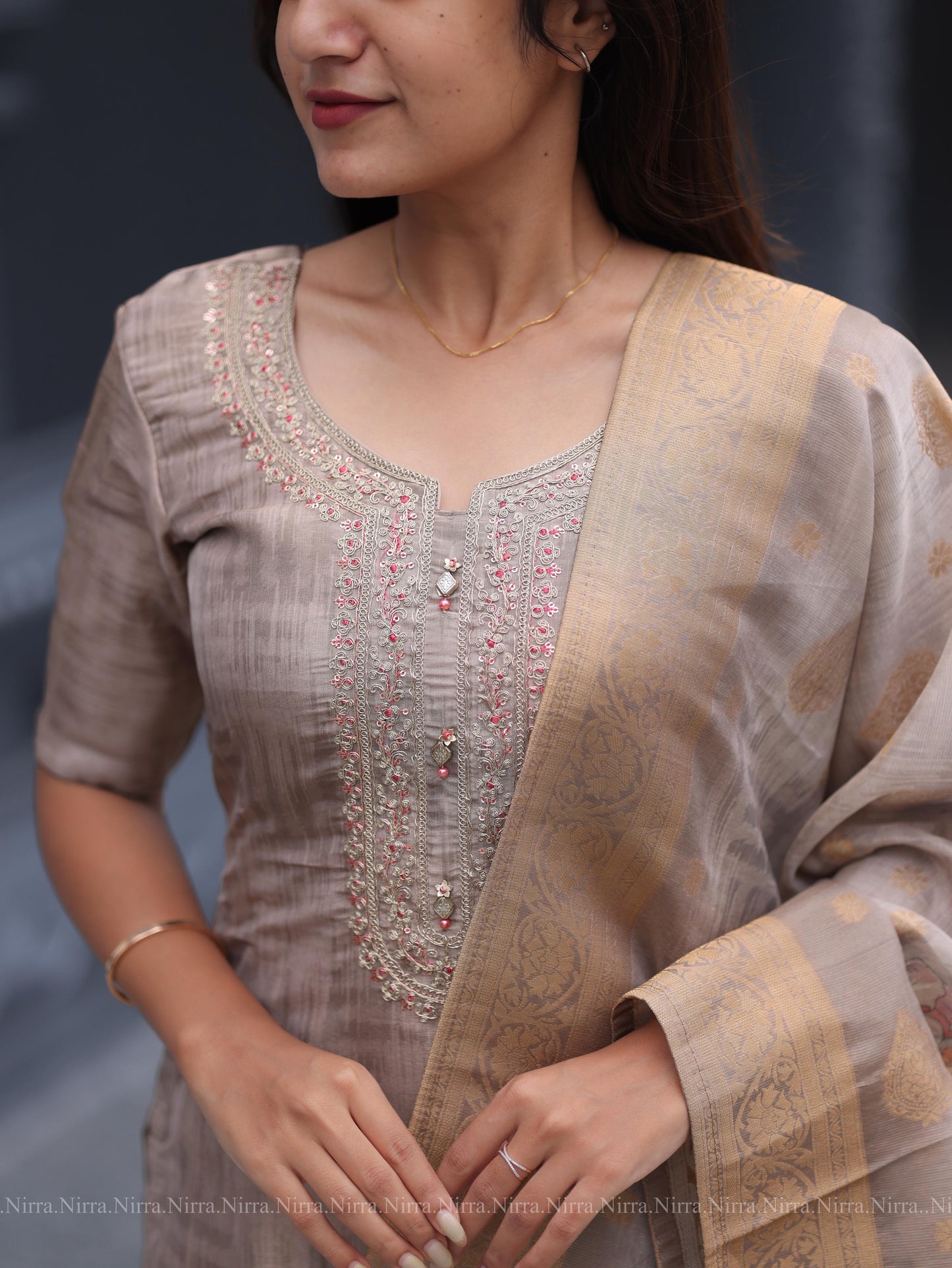 Grey silk salwar set