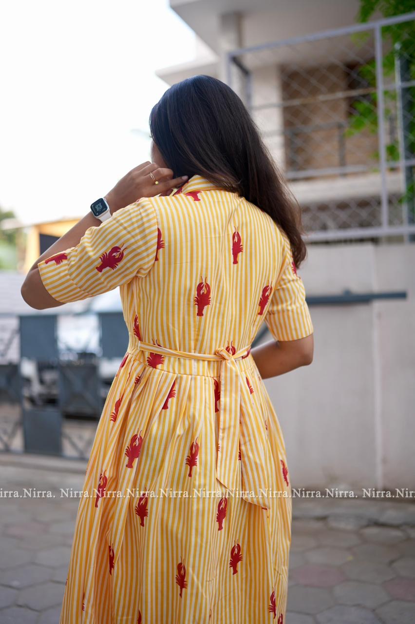 Yellow crab print cotton maxi