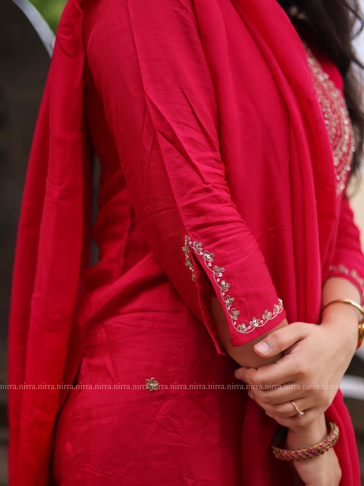 Pink silk embroidery salwar set