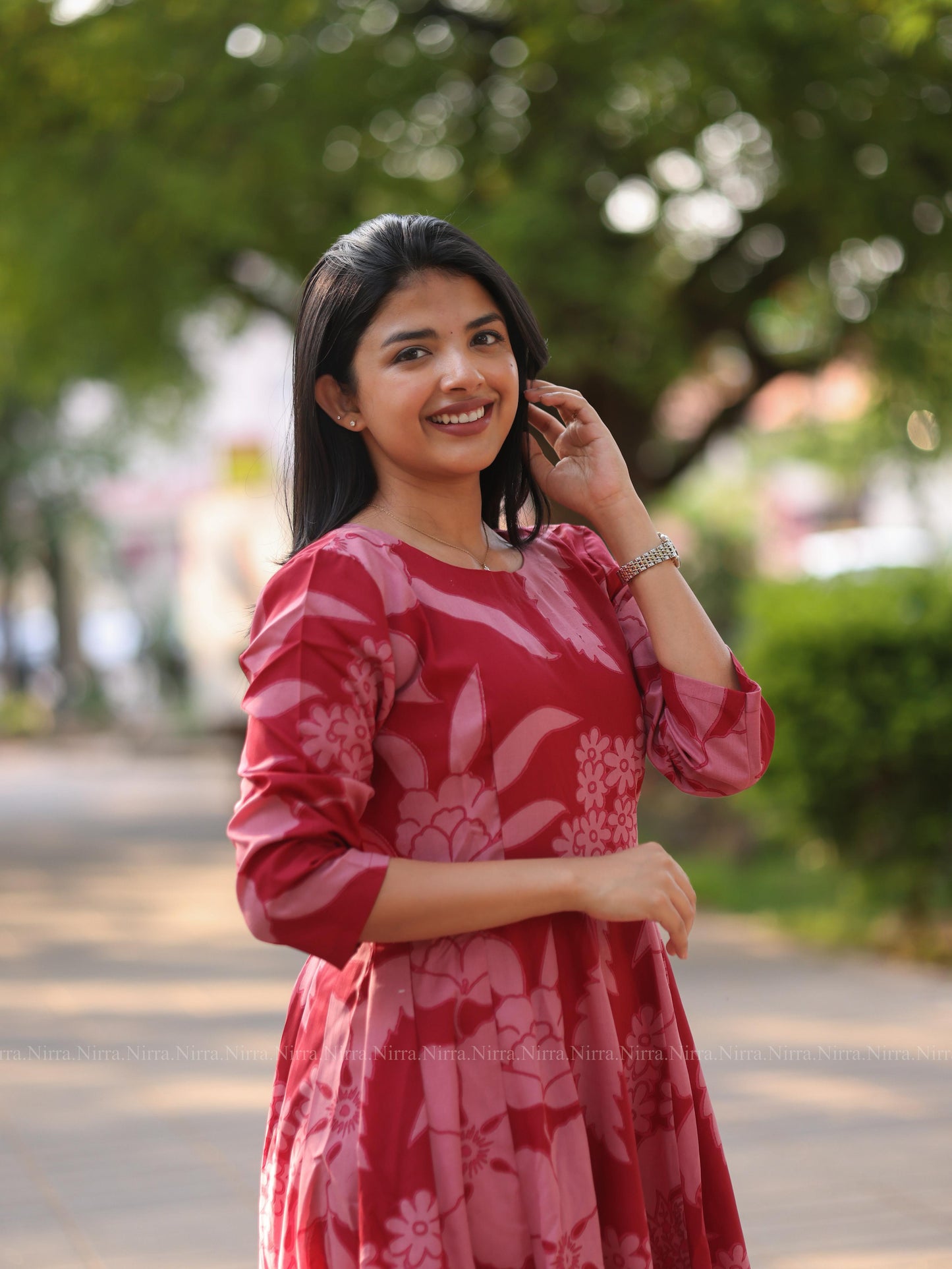 Pink floral cotton maxi