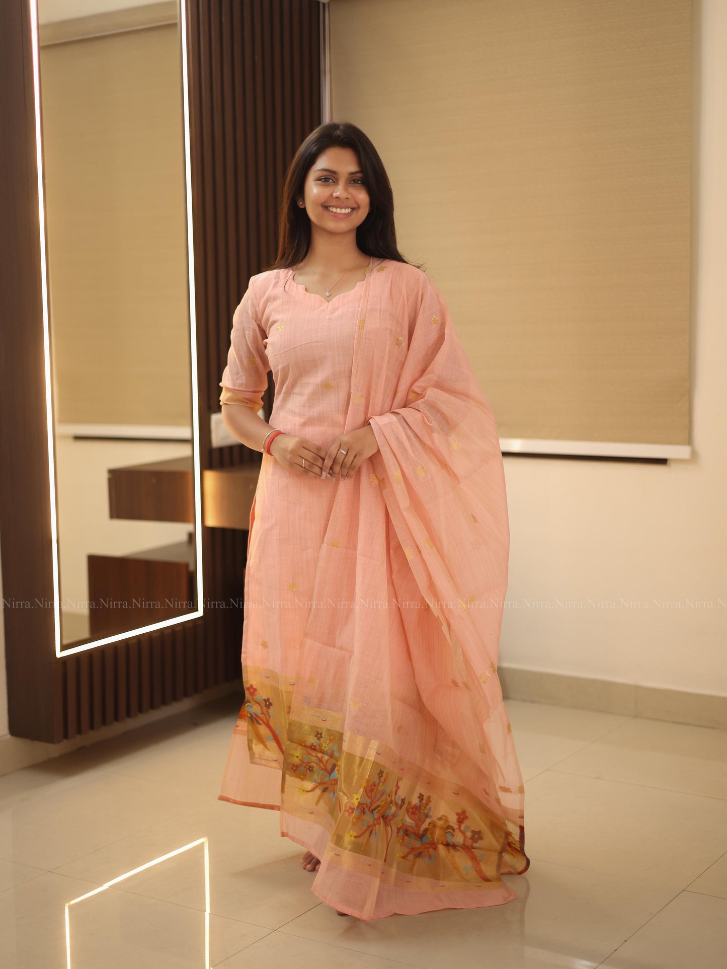 Pink linen paithani salwar set