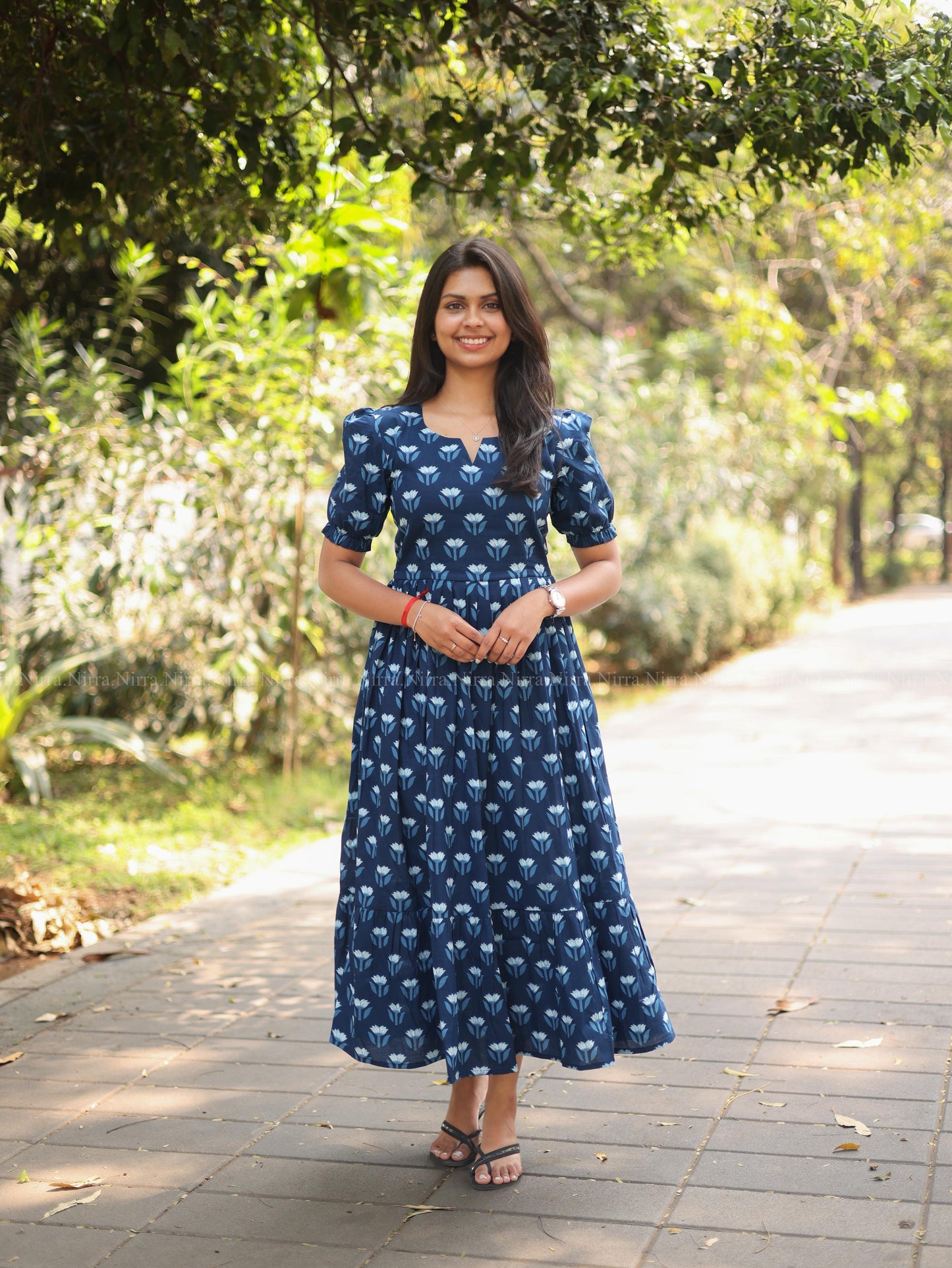 Indigo blue cotton maxi