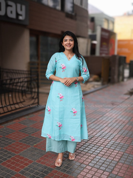 Blue floral print co-ord set