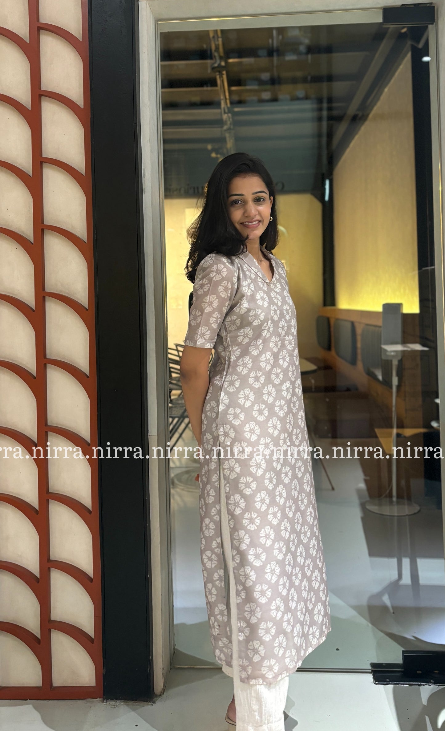 Grey chanderi kurti