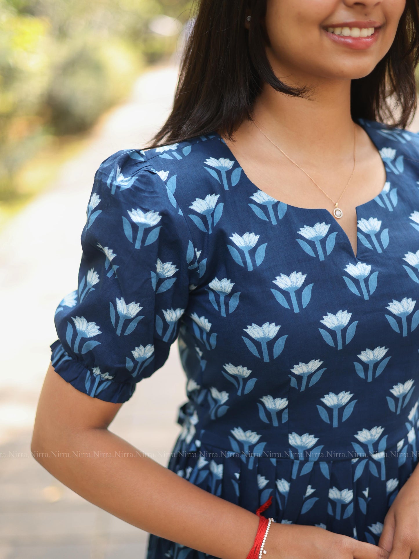 Indigo blue cotton maxi