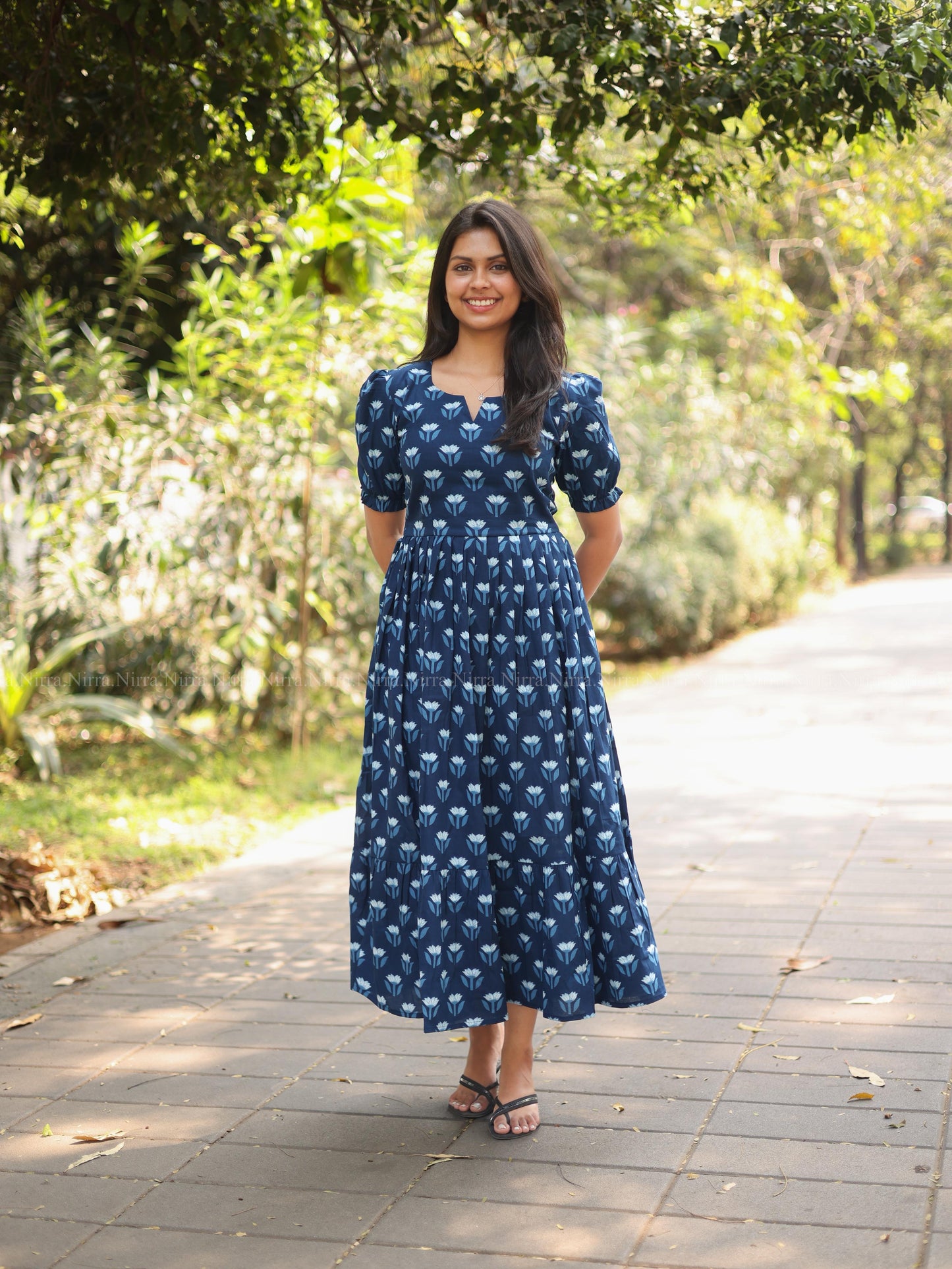 Indigo blue cotton maxi