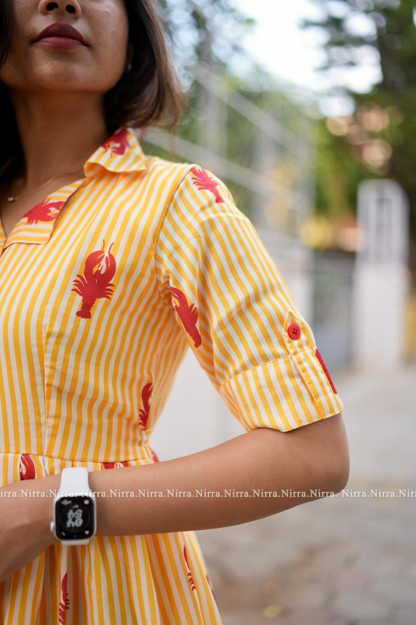 Yellow crab print cotton maxi