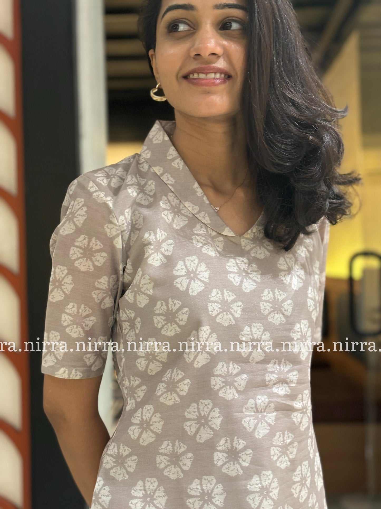 Grey chanderi kurti