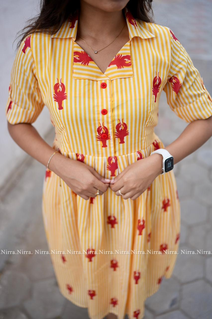 Yellow crab print cotton maxi