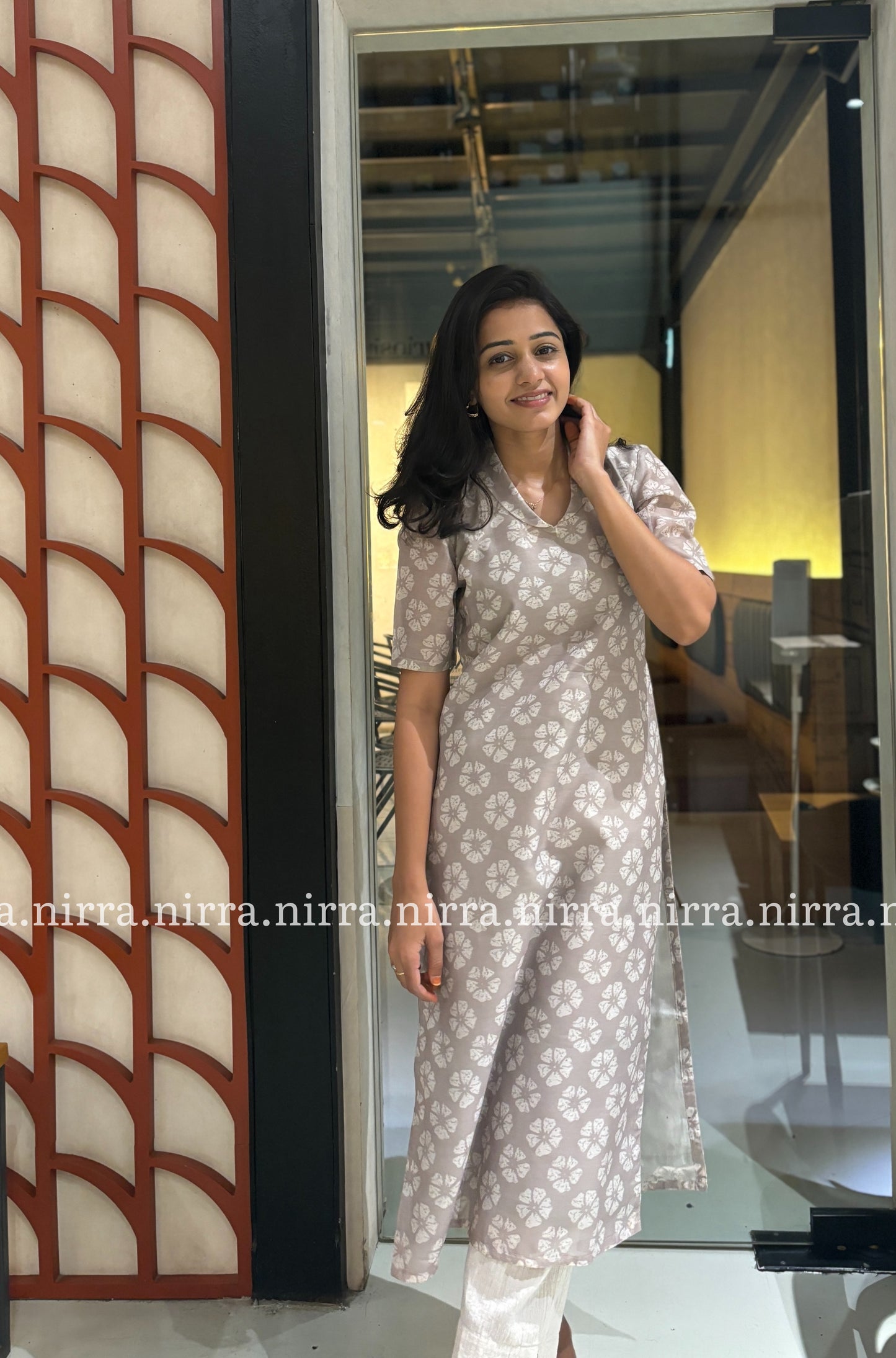 Grey chanderi kurti