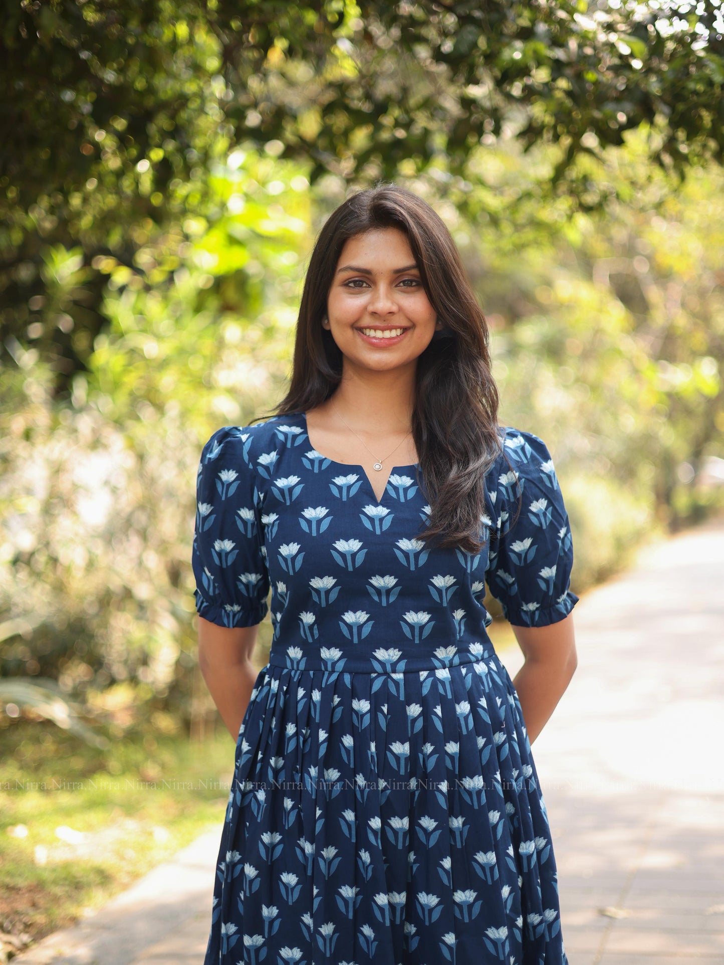 Indigo blue cotton maxi