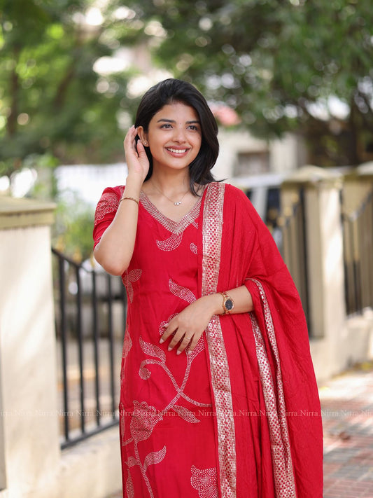 Red silk salwar set