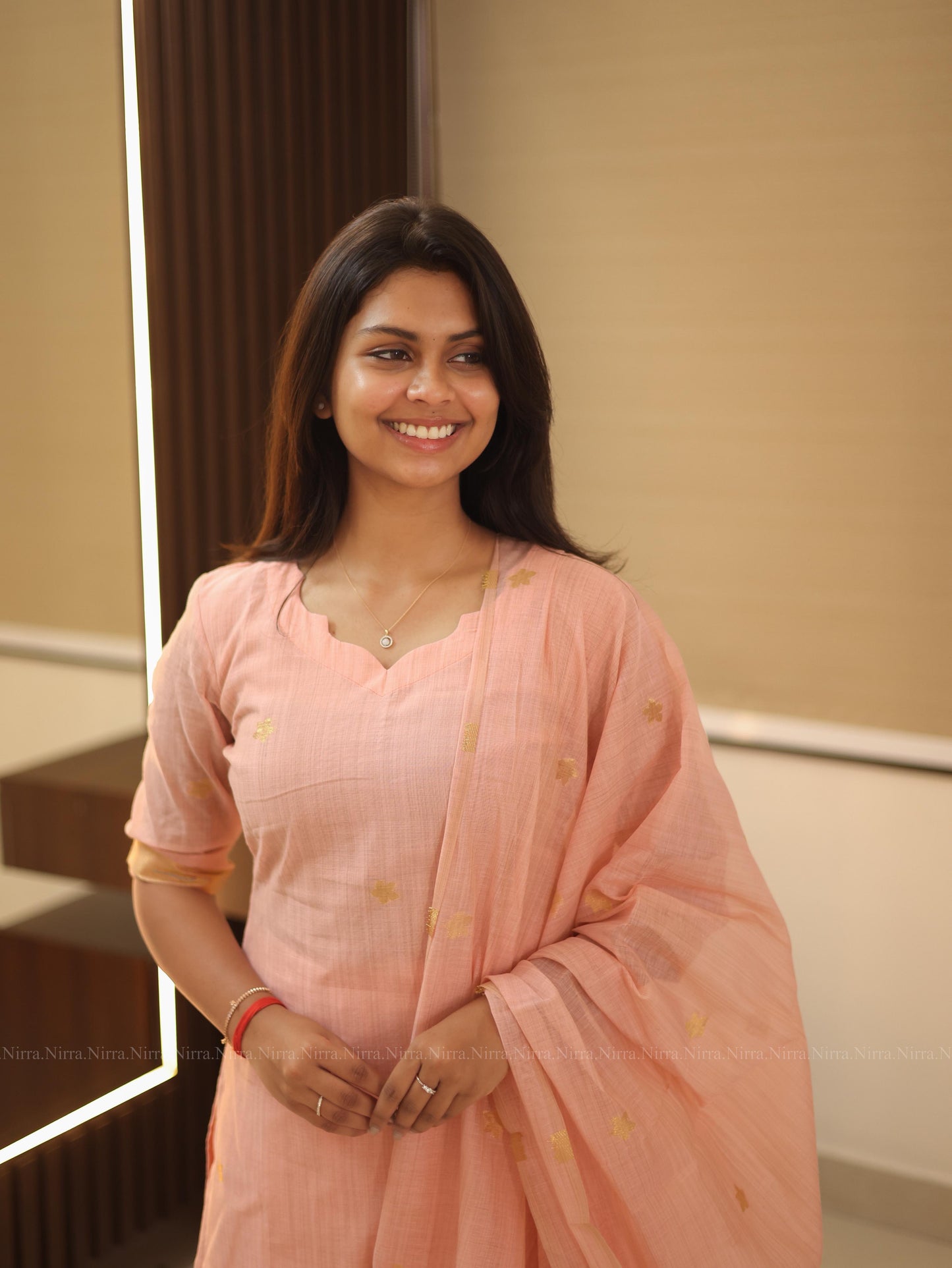 Pink linen paithani salwar set