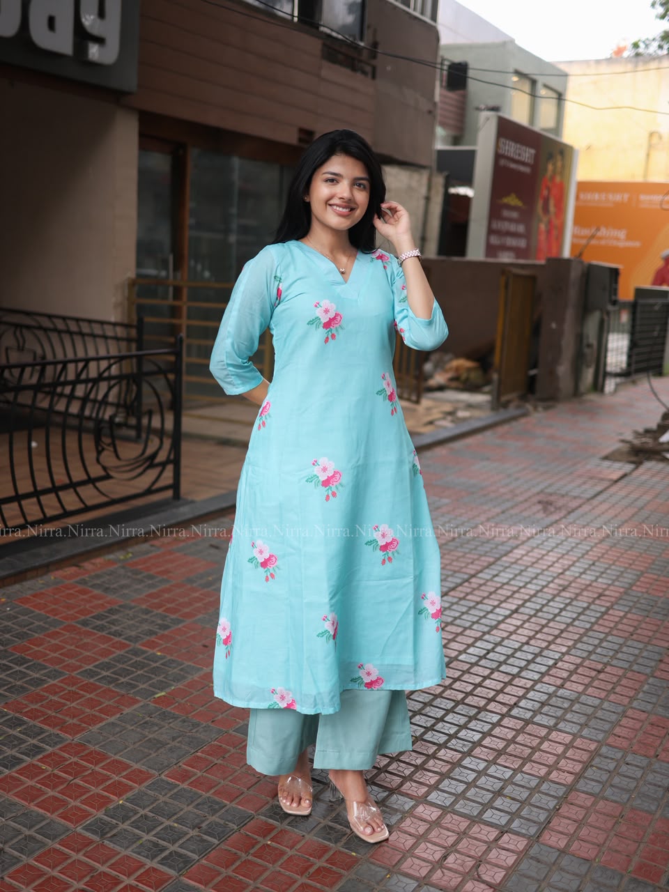 Blue floral print co-ord set