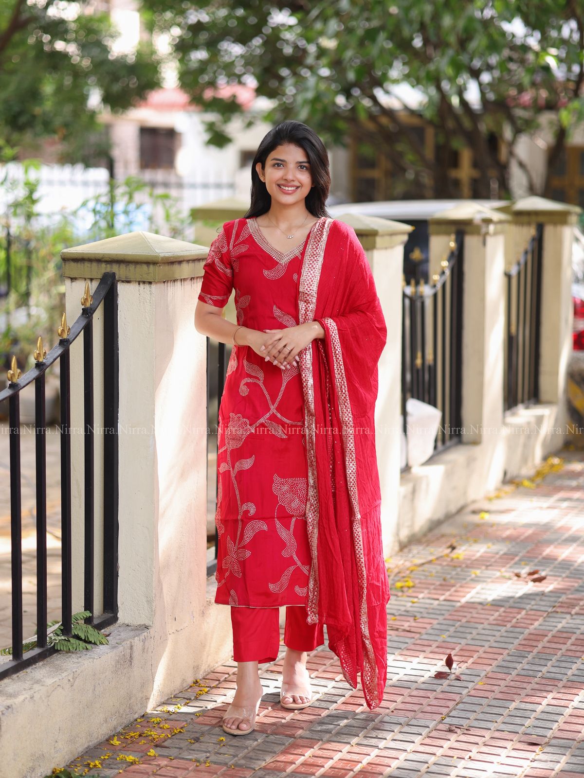 Red silk salwar set