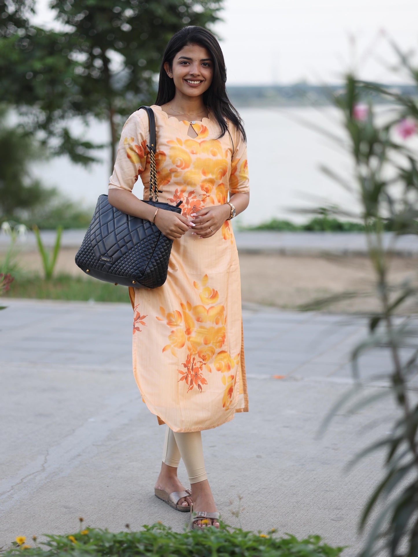 Brown bamboo silk Kurti