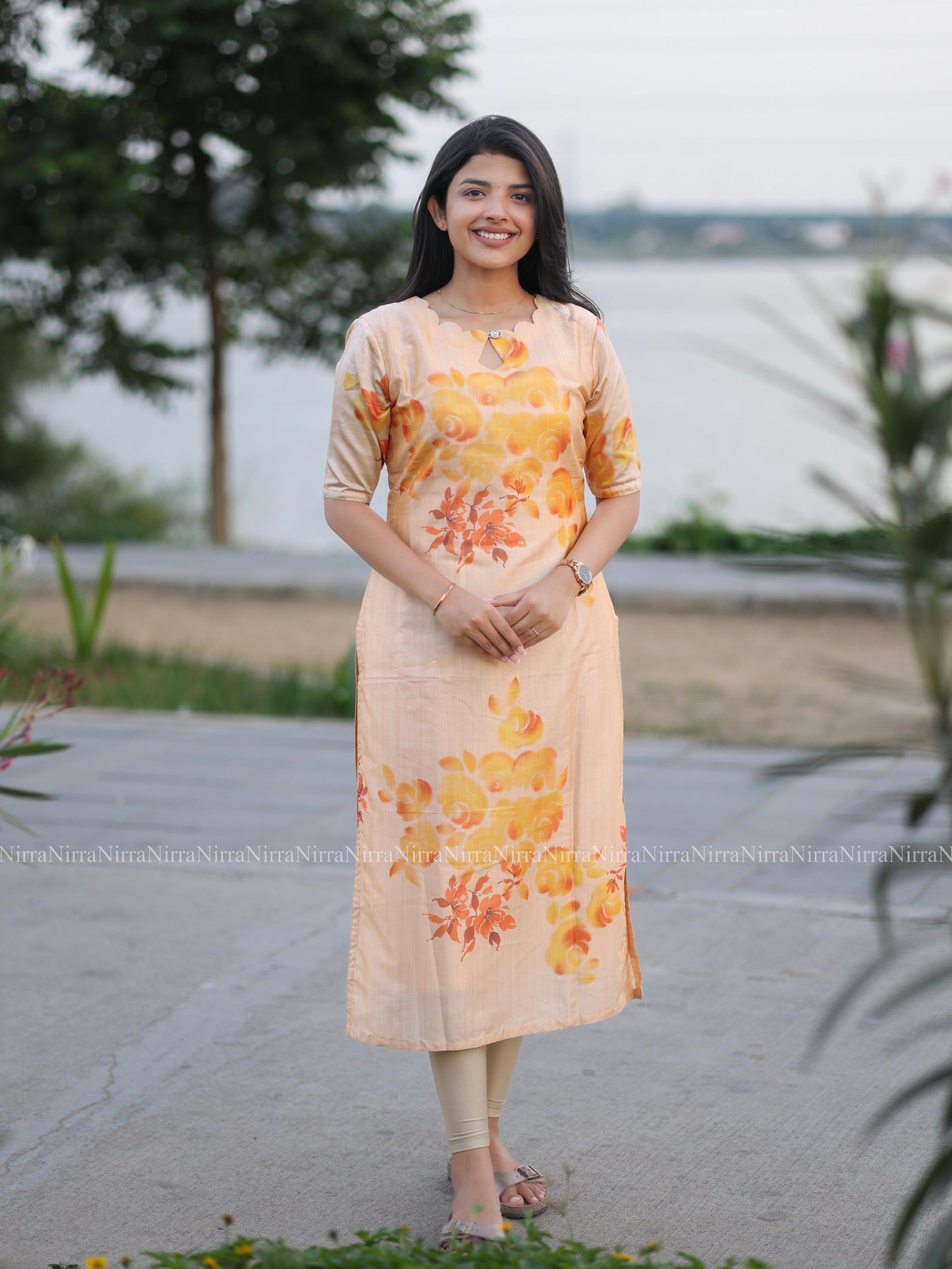 Brown bamboo silk Kurti