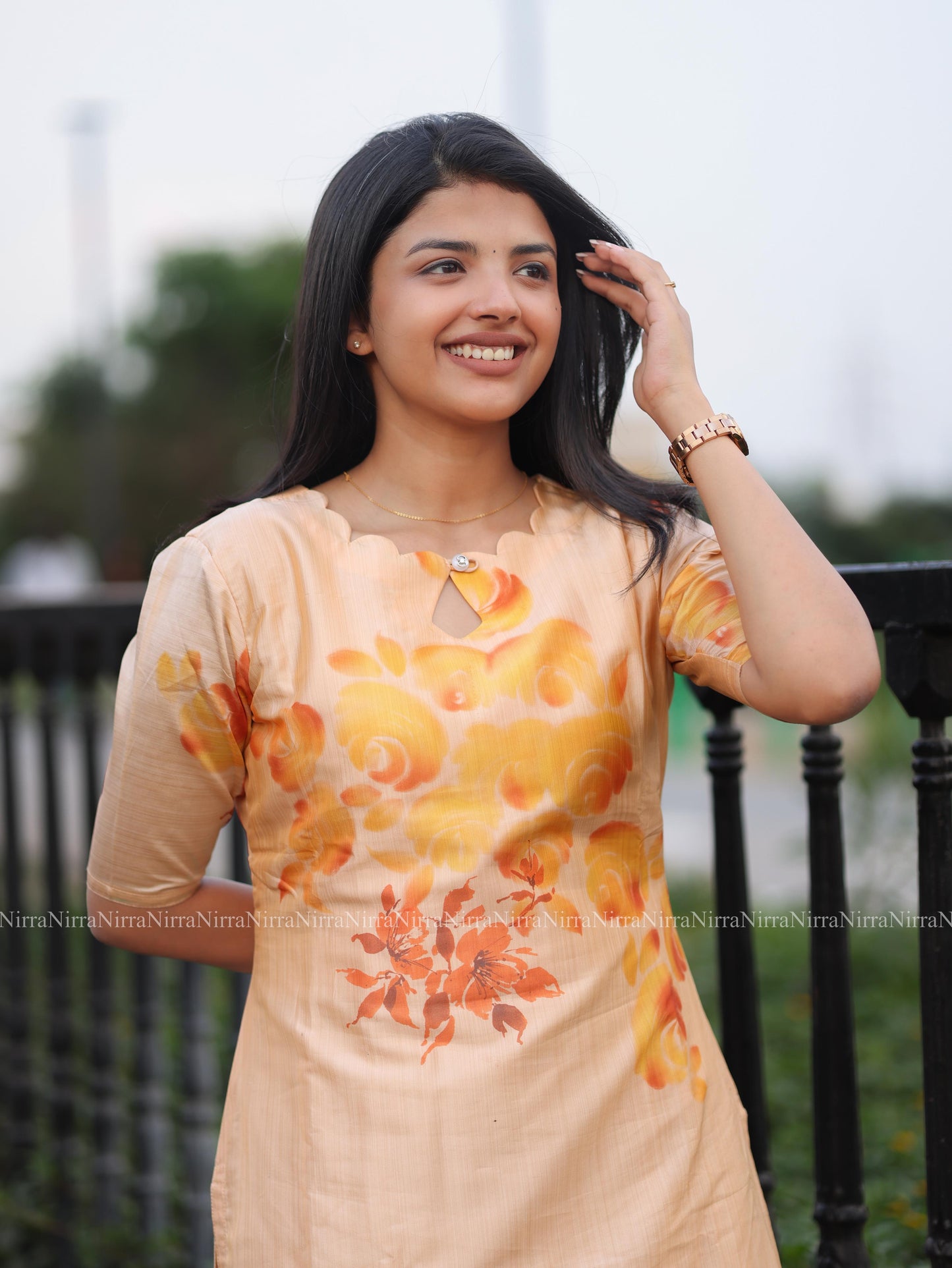 Brown bamboo silk Kurti