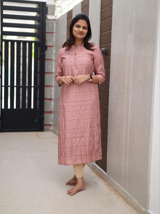 Onion pink Chanderi kurti