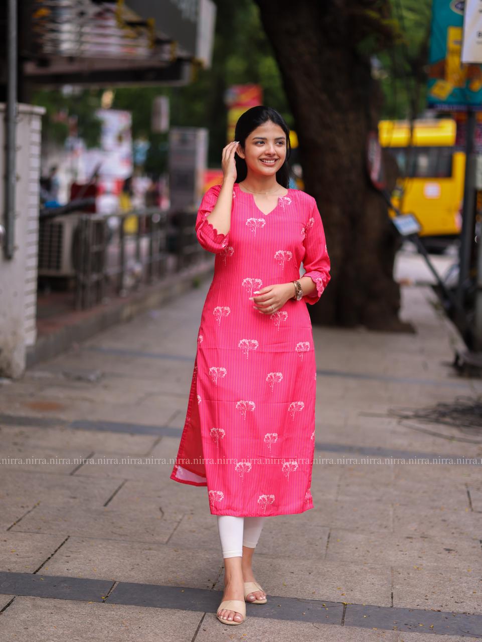 Pink crepe kurti