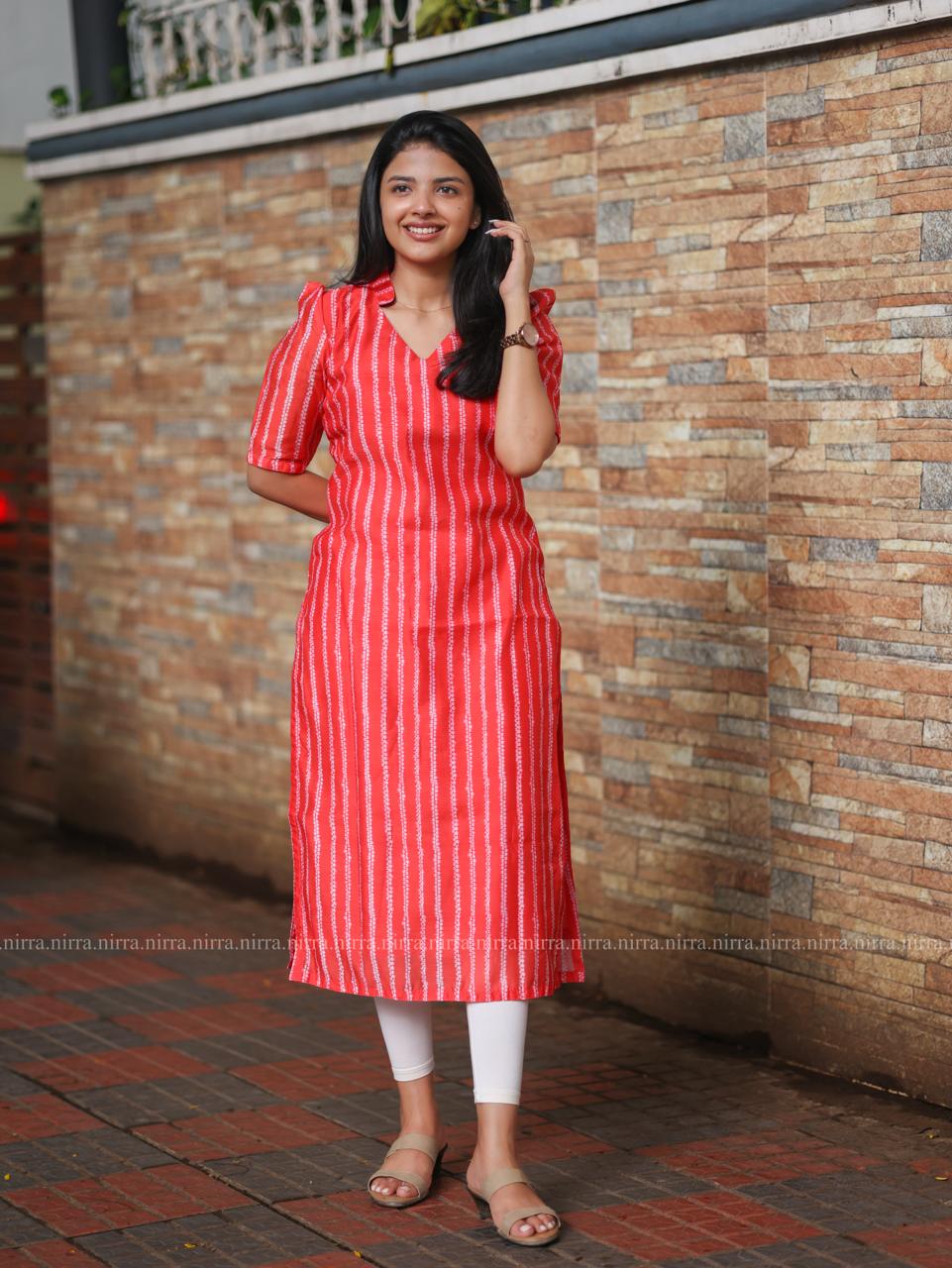 Red chanderi kurti