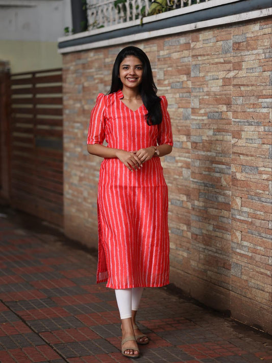 Red chanderi kurti