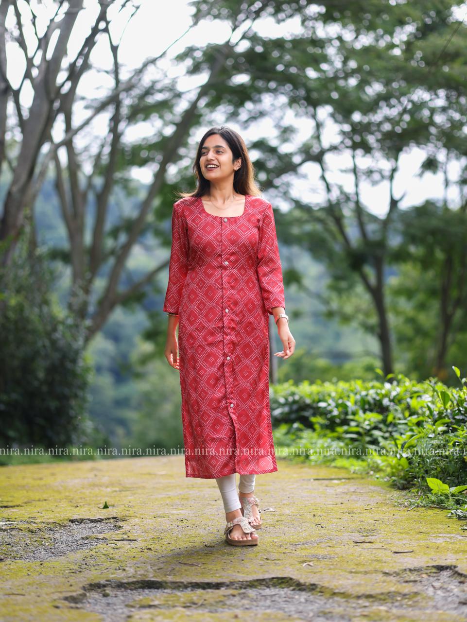 Red muslin kurti