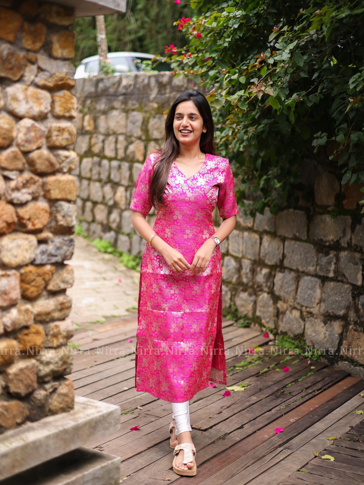 Hot pink banaras kurti