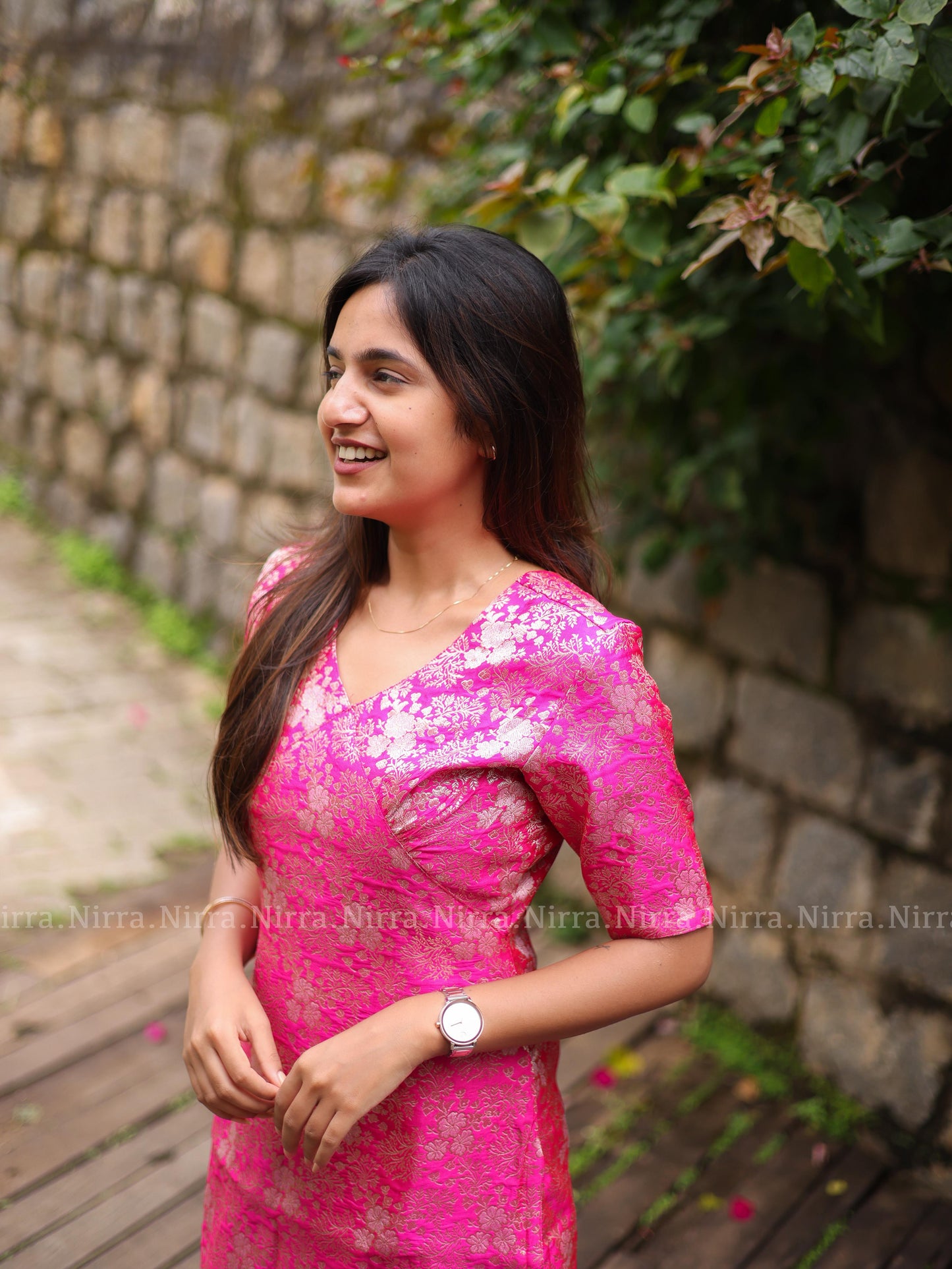 Hot pink banaras kurti