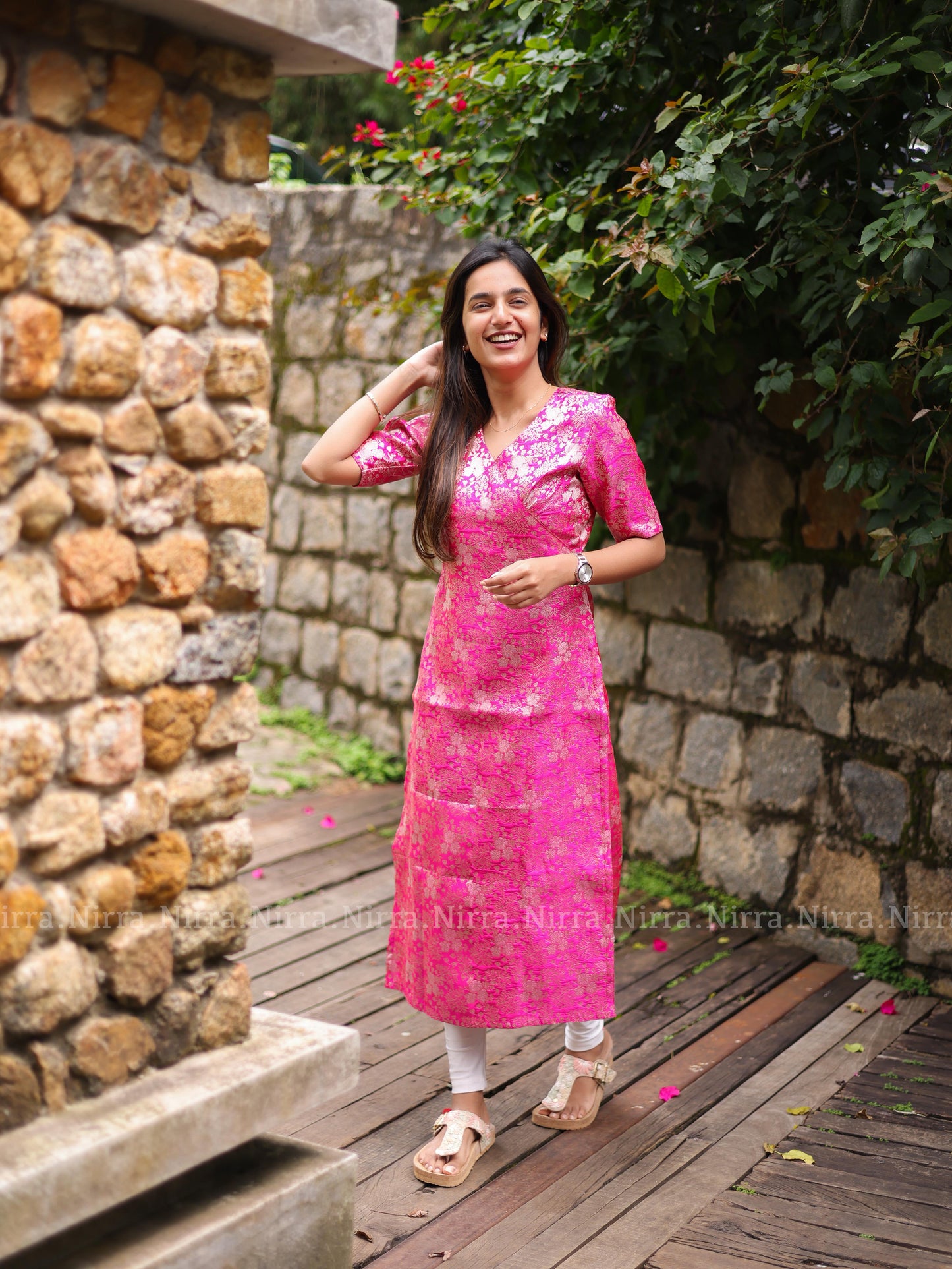 Hot pink banaras kurti