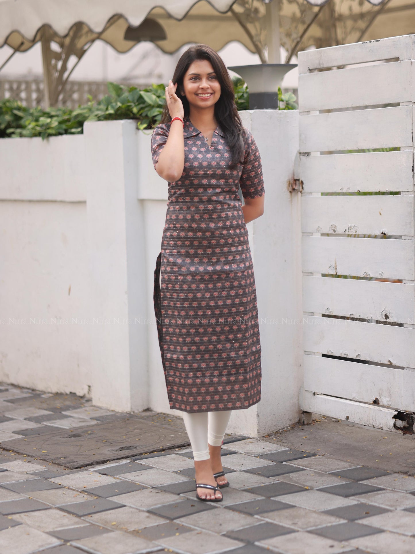 Grey sequence tussar kurti