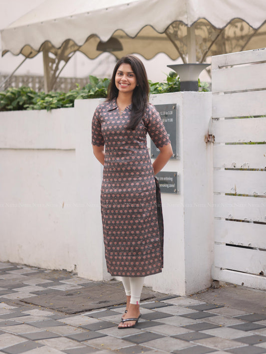 Grey sequence tussar kurti