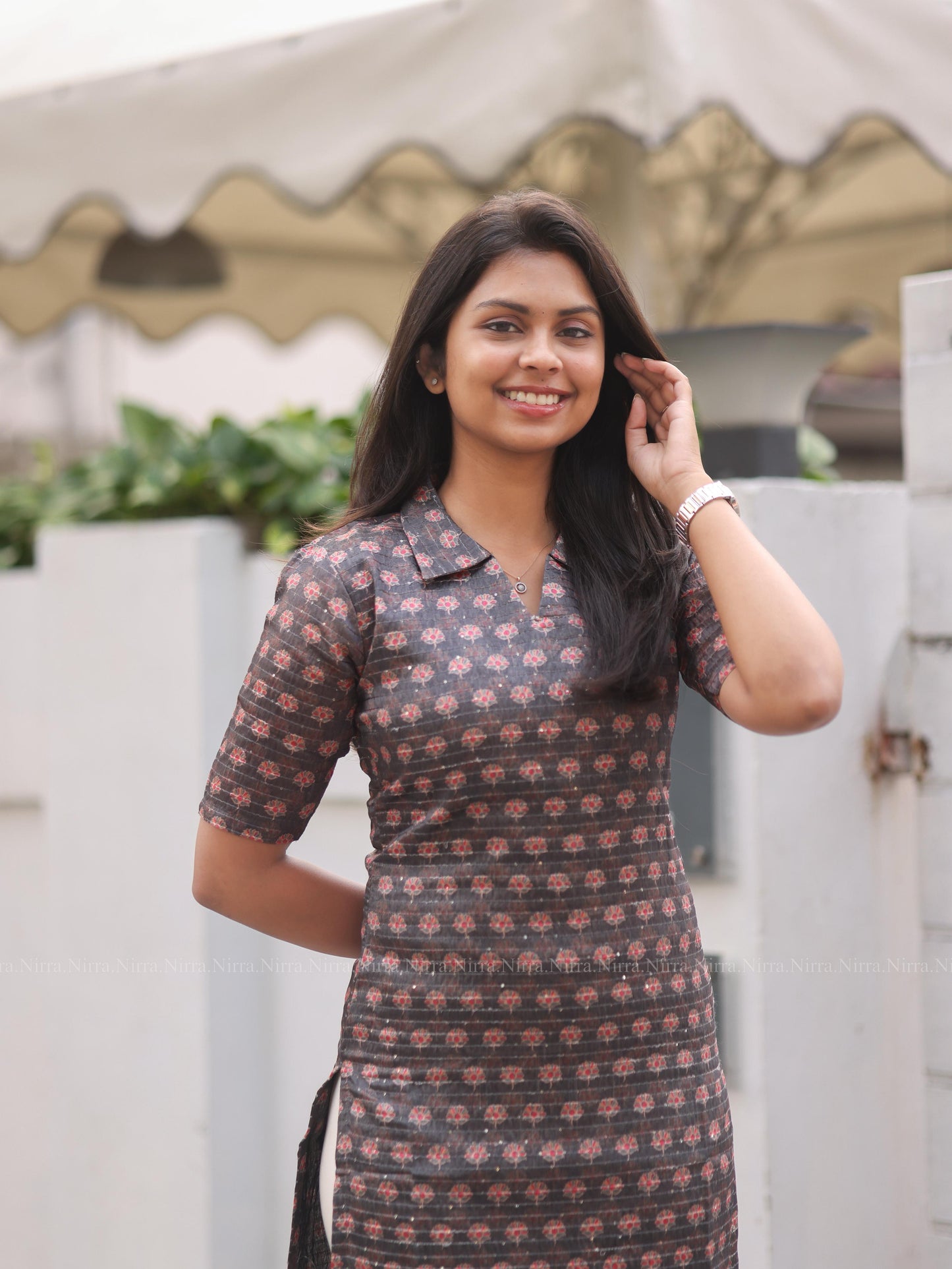 Grey sequence tussar kurti