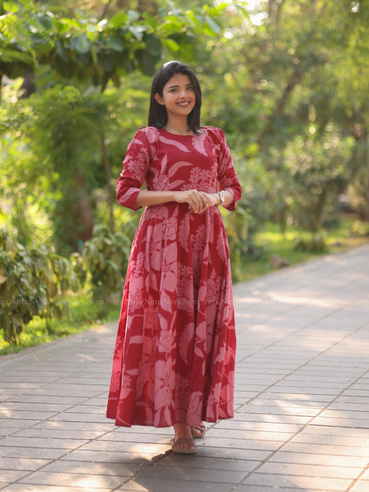 Pink floral cotton maxi