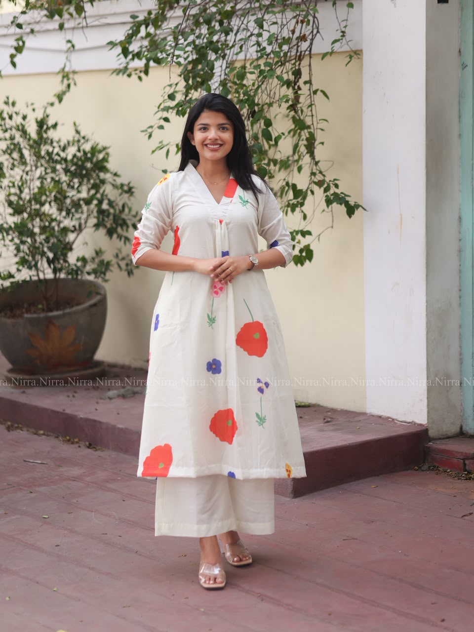 White floral print co-ord set