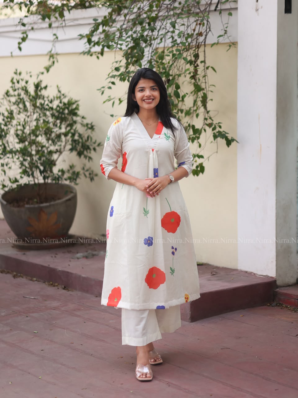 White floral print co-ord set