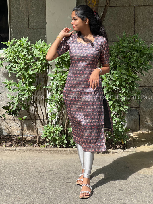 Sequins work semi tussar grey kurti